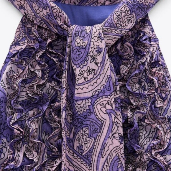 ZARA short mauve jumpsuit with print sz Large - Picture 15 of 15